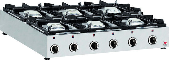 North GAS E26 Tabletop Commercial LPG Burner with 6 Hearths 36kW 93x70x16cm