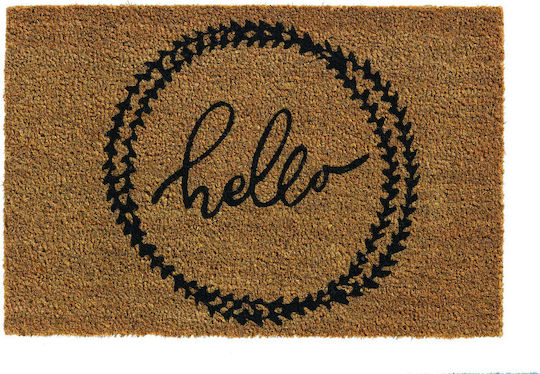 Sdim Covor de Intrare din Cocos cu Suport Antiderapant E-Coco 002 Hello Maro 40x60buc Grosime 15mm