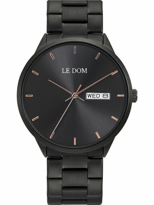 Le Dom Maxim Men's Watch 42mm Chronograph Battery with Black Metal Bracelet