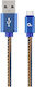Gembird Плетен USB 2.0 Кабел USB-C Мъжки - USB-A Син 2м GM-JEANS-TYPEC-2M
