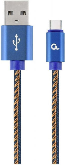 Gembird Плетен USB 2.0 Кабел USB-C Мъжки - USB-A Син 2м GM-JEANS-TYPEC-2M