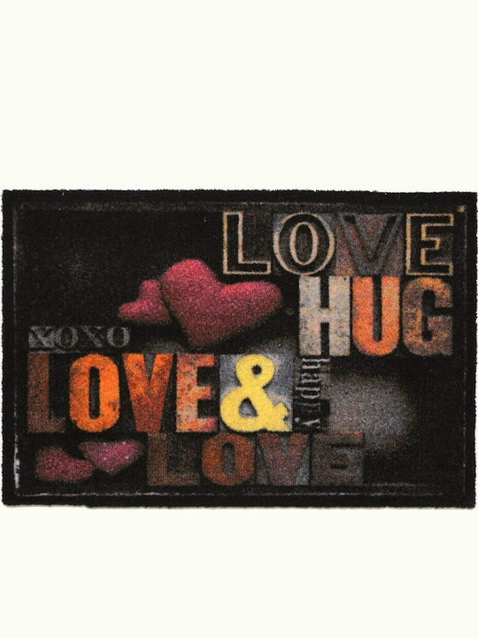 Sdim Fußmatte Teppich mit rutschfester Unterlage Inspiration 995 Love&Hug Schwarz 50x75cm Dicke 8mm