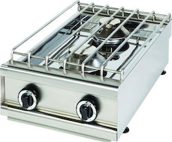 Vrettos Kallisti 2A Tabletop Commercial LPG Burner with 2 Hearths 19.5kW 41x70x19cm