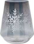 Zaros Christmas Glass Gray Κηροπήγιο 20x16cm