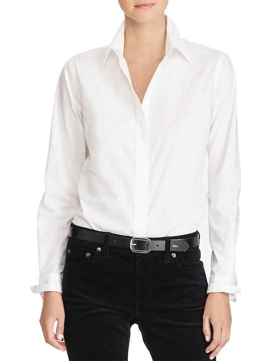 Ralph Lauren Langärmelig Damen Hemd Weiß Monochrom