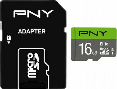 PNY Elite microSDHC 16GB Class 10 U1 UHS-I with Adapter