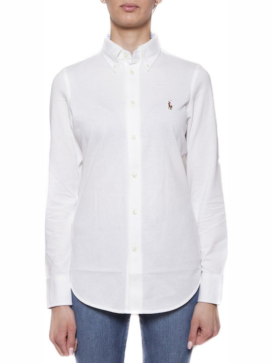 Women's Pique Monochrome Long Sleeve Shirt White