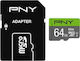 PNY Elite microSDXC 64GB Class 10 U1 UHS-I with Adapter