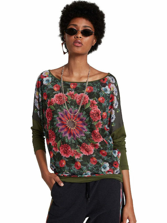 Desigual Damen Bluse Langärmelig Tierdruck Mehrfarbig