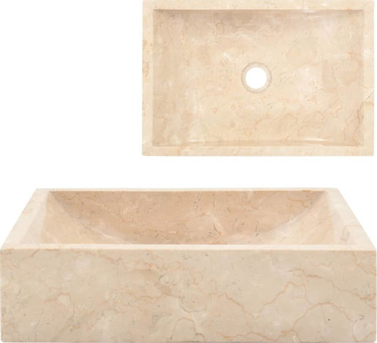 vidaXL Επικαθήμενος Νιπτήρας Πέτρινος 45x30x12cm Μπεζ