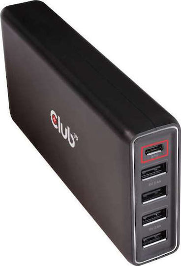 Club3D с 4 USB-A порта и USB-C порт Черен (CAC-1903EU)
