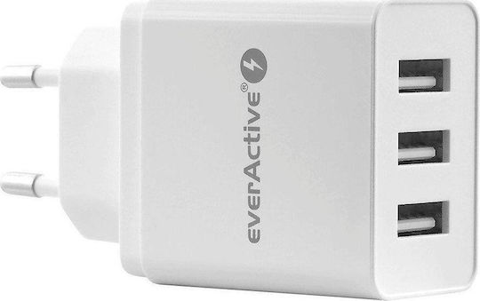 everActive Φορτιστής Χωρίς Καλώδιο με 3 Θύρες USB-A 17W Λευκός (SC-300)