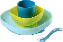 Beaba Feeding Set Σετ Φαγητού made of Silicone Blue 4pcs