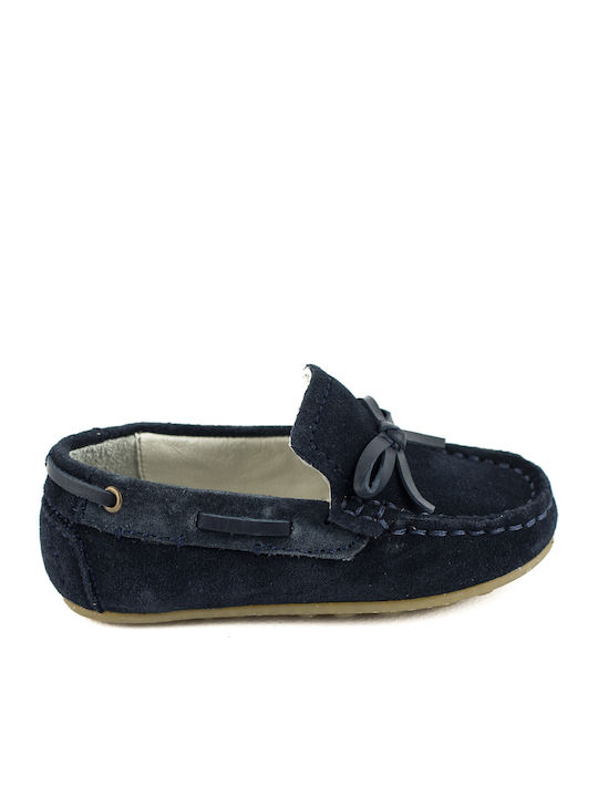 Boys Suede Moccasins with Laces Navy Blue