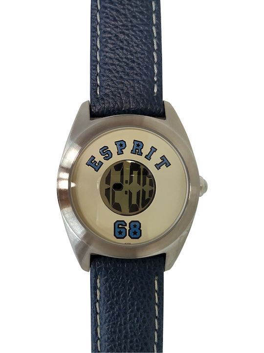 Esprit Ανδρικό Ρολόι 34mm Μπαταρίας με Μπλε Δερμάτινο Λουράκι