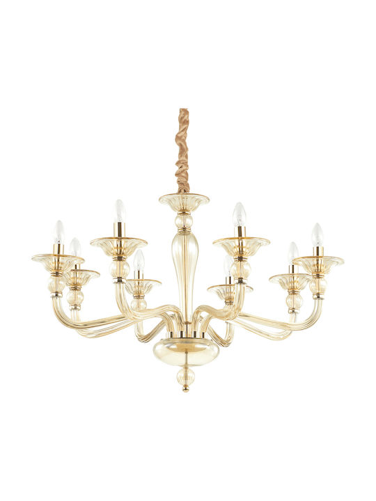 Ideal Lux Danieli Sp8 Candelabru 8xE14 cu Lumânări Galben Miere 159973