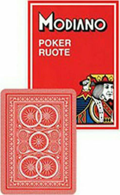Modiano Ruote 99 Τράπουλα Πλαστικοποιημένη για Poker Κόκκινη