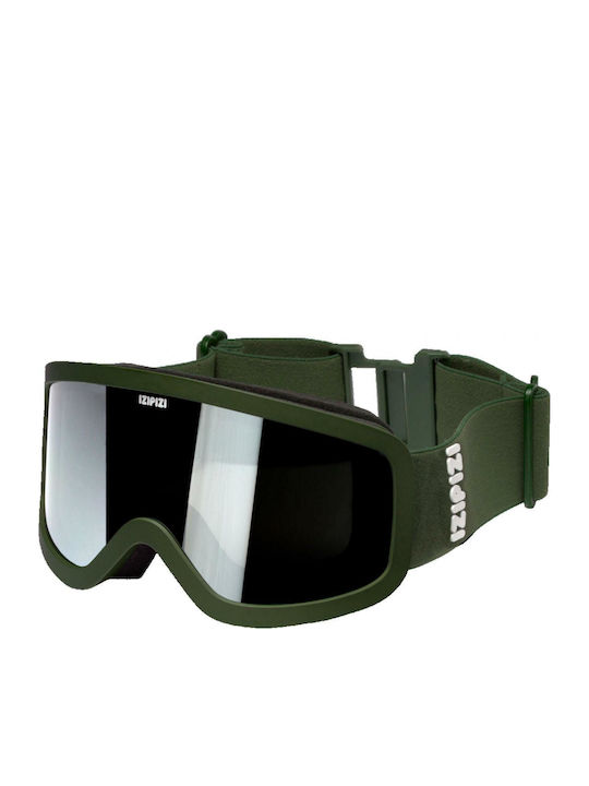 Izipizi Snow Ski- und Snowboardbrille Erwachsene Grüne mit Spiegelobjektiv in Schwarz
