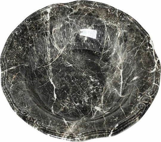 Espiel Marble Πιάτο Βαθύ Κεραμικό Μαύρο με Διάμετρο 24cm