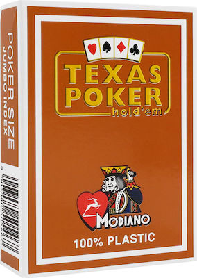 Modiano Texas Poker 2 Jumbo Pachet de cărți Plastică pentru Poker Maro