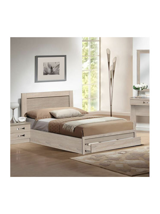 Melany Bett Halb-Doppelbett Holz Beige für Matr...