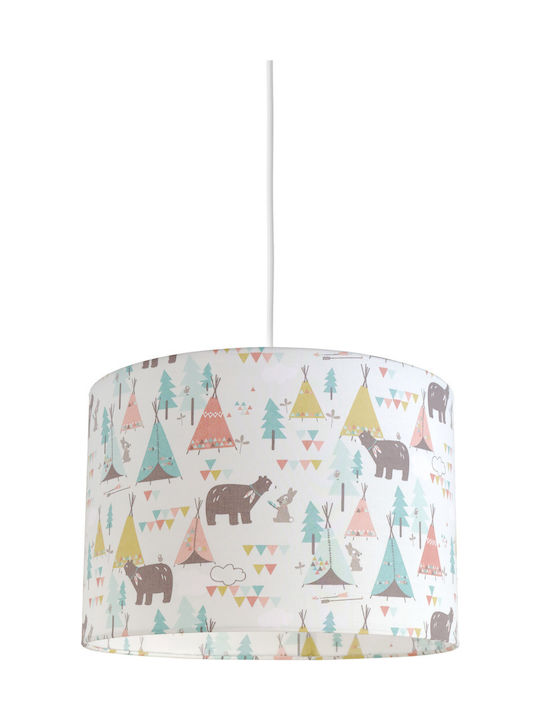 Veis Teepee Bears O singură lumină Lumină de tavan pentru copii Agățat din material textil 60W cu suport pentru bec E27 35x24cm