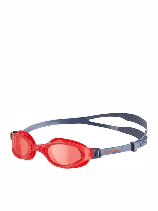 Speedo Futura Plus Schwimmbrillen Kinder mit Antibeschlaglinsen Rot