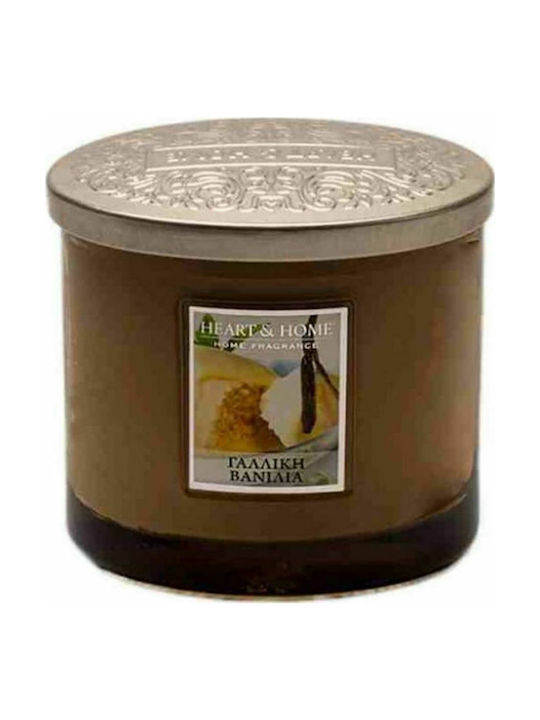 Heart & Home Scented Soy Candle Διπλό Φυτίλι Jar with Scent French Vanilla Brown 230gr 1pcs