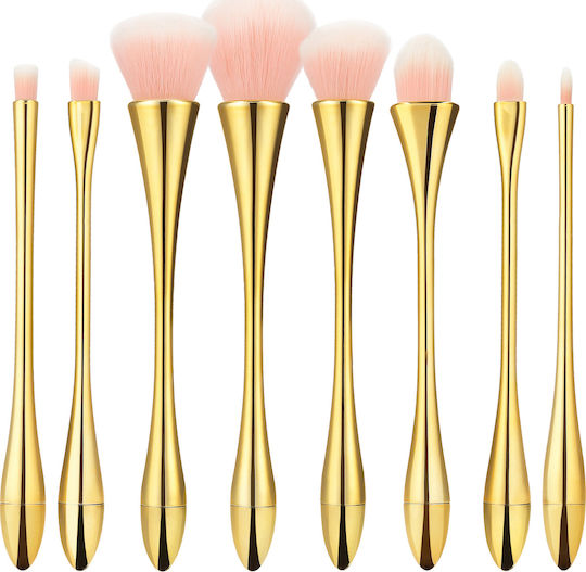 Tools for Beauty Επαγγελματικό Σετ με Πινέλα Μακιγιάζ από Συνθετική Τρίχα Golden Handle 8τμχ