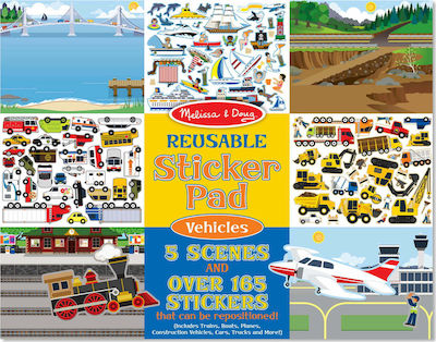 Melissa & Doug Album autocolant Reusable Sticker Pad Vehicles pentru Copii 3++ Ani