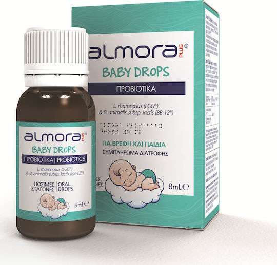 almora PLUS® Baby Drops Probiotice pentru Bebeluși în picături pentru ameliorarea colicilor bebelușilor și sănătatea tractului gastro-intestinal 8ml