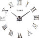 Latin Numbers DIY 3D Antique Wall Clock Mirror Silver Ø50cm