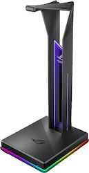 Asus ROG Throne Qi Επιτραπέζια Βάση Ακουστικών με Φωτισμό LED Κάρτα ήχου και Θύρα USB Μαύρη