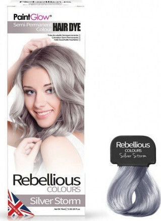 Paintglow Rebellious Semi Permanent Haarfärbemittel Προσωρινή Βαφή Μαλλιών kein Ammoniak Silver Storm 70ml