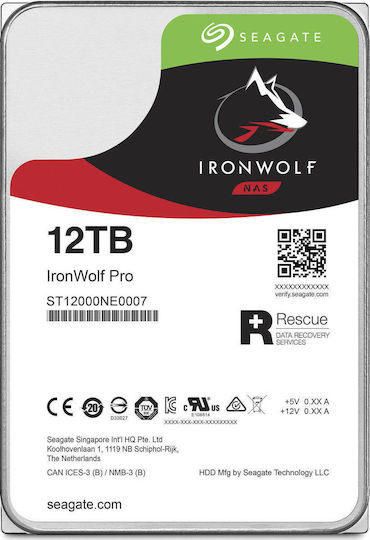 Seagate IronWolf Pro 12TB HDD Hard Drive 3.5" SATA III 7200rpm with 256MB Cache for NAS