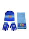 Kids Beanie Set with Scarf & Gloves Knitted Blue 3pcs