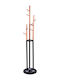 HomeMarkt Metallic Coat Rack Black/ Natural Triple with Cement Base & 9 Hooks Wyatt 37x37x173cm