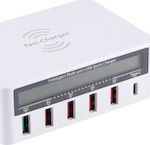 Βάση Φόρτισης με 5 Θύρες USB-A και Θύρα USB-C σε Λευκό χρώμα (WLX818F)