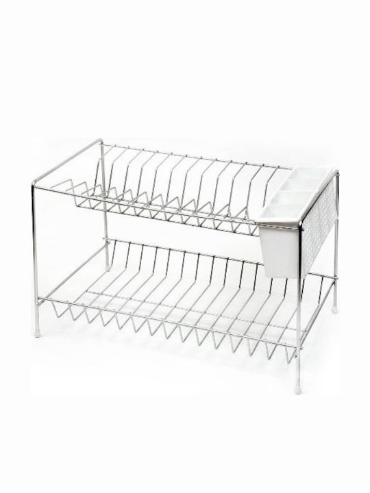 Viosarp Dish Drainer Double Tier Metallic in Silver Color 40x24x24cm