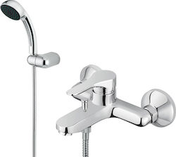 M&Z Rubinetterie &Co Mixing Bathtub Shower Faucet Complete Set Silver