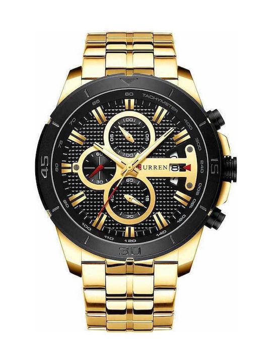Curren Watch Chronograph Battery with Gold Metal Bracelet
