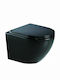 Ceramita Opera Rimless Wall-Mounted Toilet that Includes Slim Soft Close Cover Black