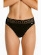 Minerva Cotton High Waist Women's Brazil 2Pack with Lace Black