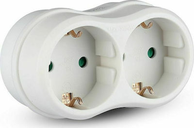 V-TAC 2-Outlet T-Shaped Wall Plug White