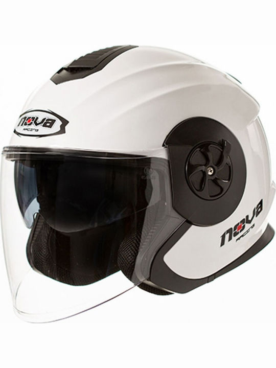 Nova Racing 210-DV Jet Helmet with Sun Visor ECE 22.05 White NV210DVW