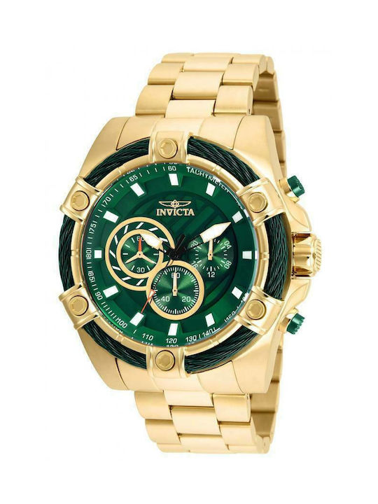 Invicta Bolt Watch Chronograph Battery with Gold Metal Bracelet