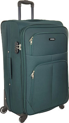 Playbags FW877 Large Travel Suitcase Fabric Green with 4 Wheels Height 78cm