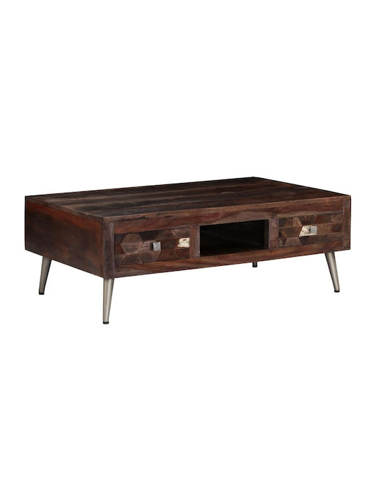 Rectangular Solid Wood Coffee Table Walnut L100xW60xH35cm