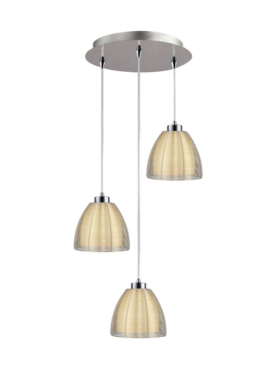 Ravenna Tete Vertical 3 Pendant Light Silver 35cm