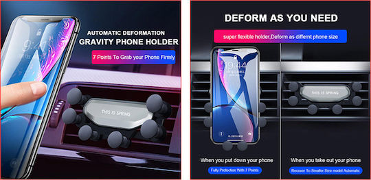 Powertech Suport Auto Pentru Telefon Mobil Cu Cârlige Reglabile Negru